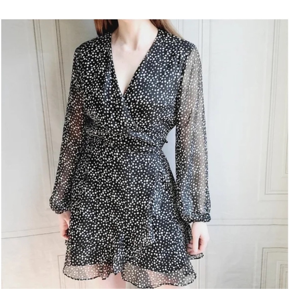 All in Favor Black and White Polka Dot Long Sleeve Women’s  Dress✨